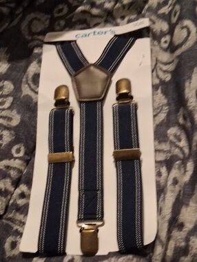 Carter's Boys 3+ Suspenders with White Stitching and Gold Clips
